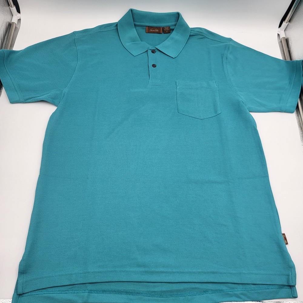 Taso Ella Polo Shirt Men's M Short Sleeve Made in India Turquoise Blue